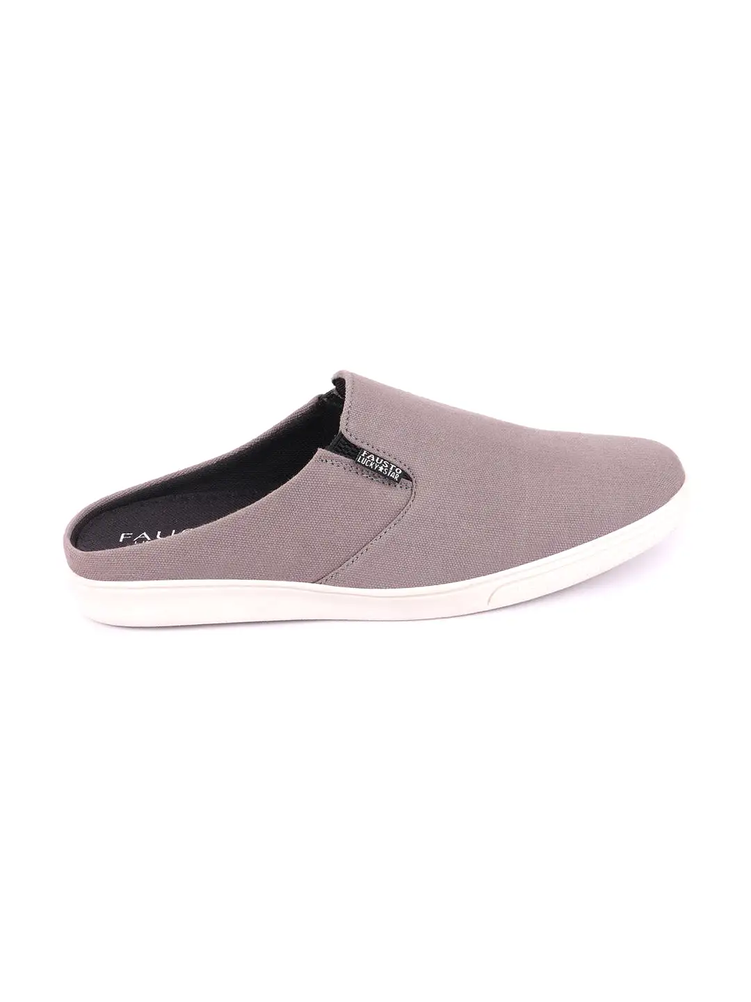 Men Grey Casual Back Open Canvas Stylish Slip On Shoes