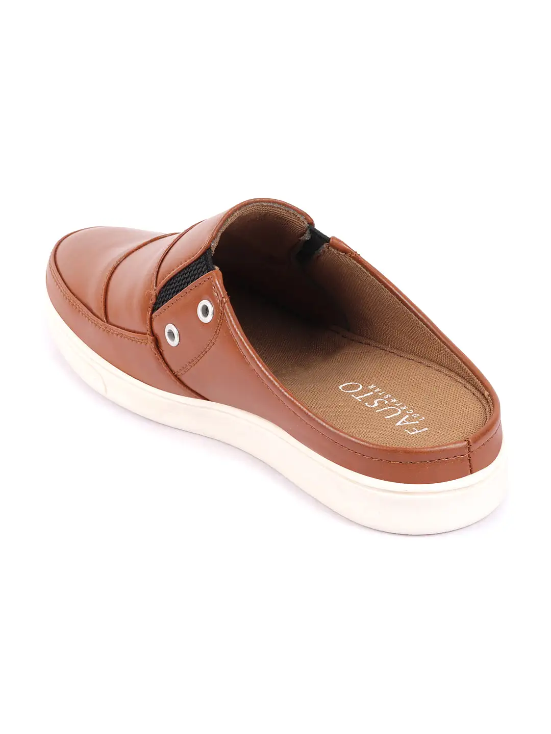 Men Tan Casual Back Open Classic Slip On Shoes