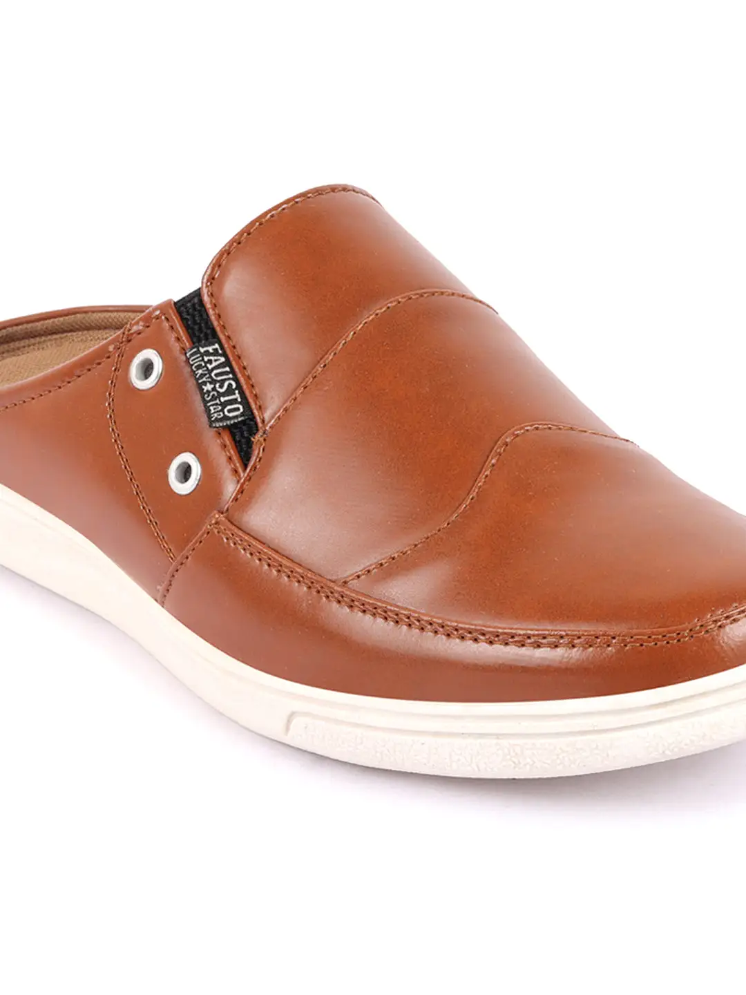 Men Tan Casual Back Open Classic Slip On Shoes