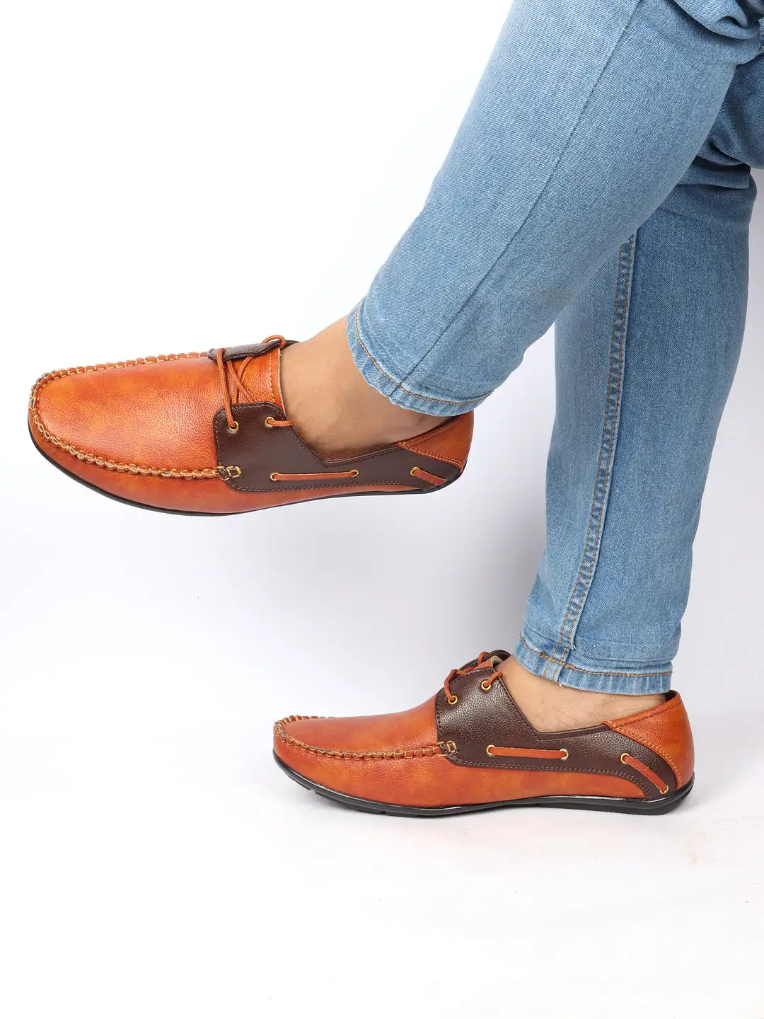 Men Tan Casual Slip-On Boat Shoes