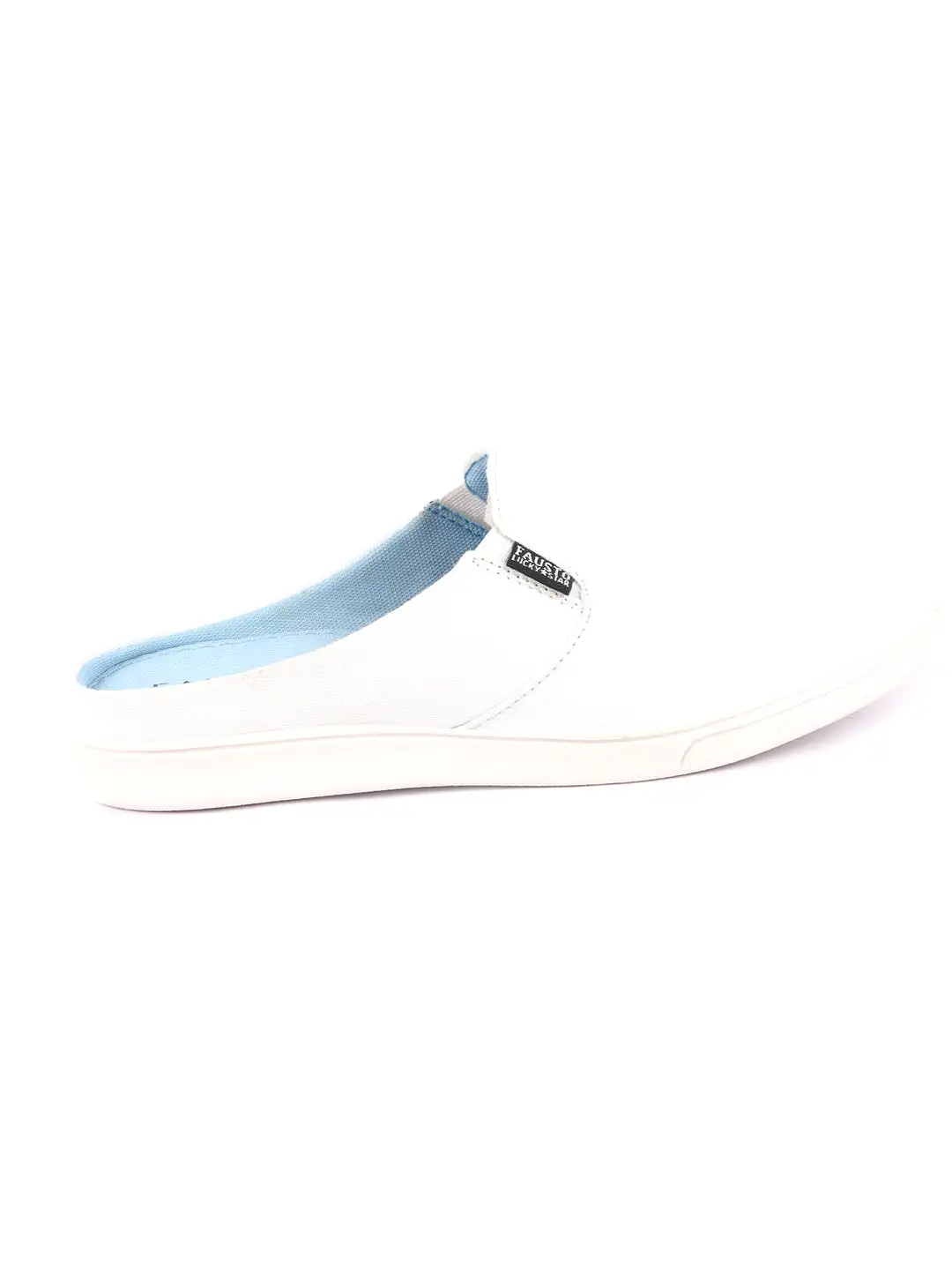 Men White Casual Back Open Canvas Stylish Slip On Shoes