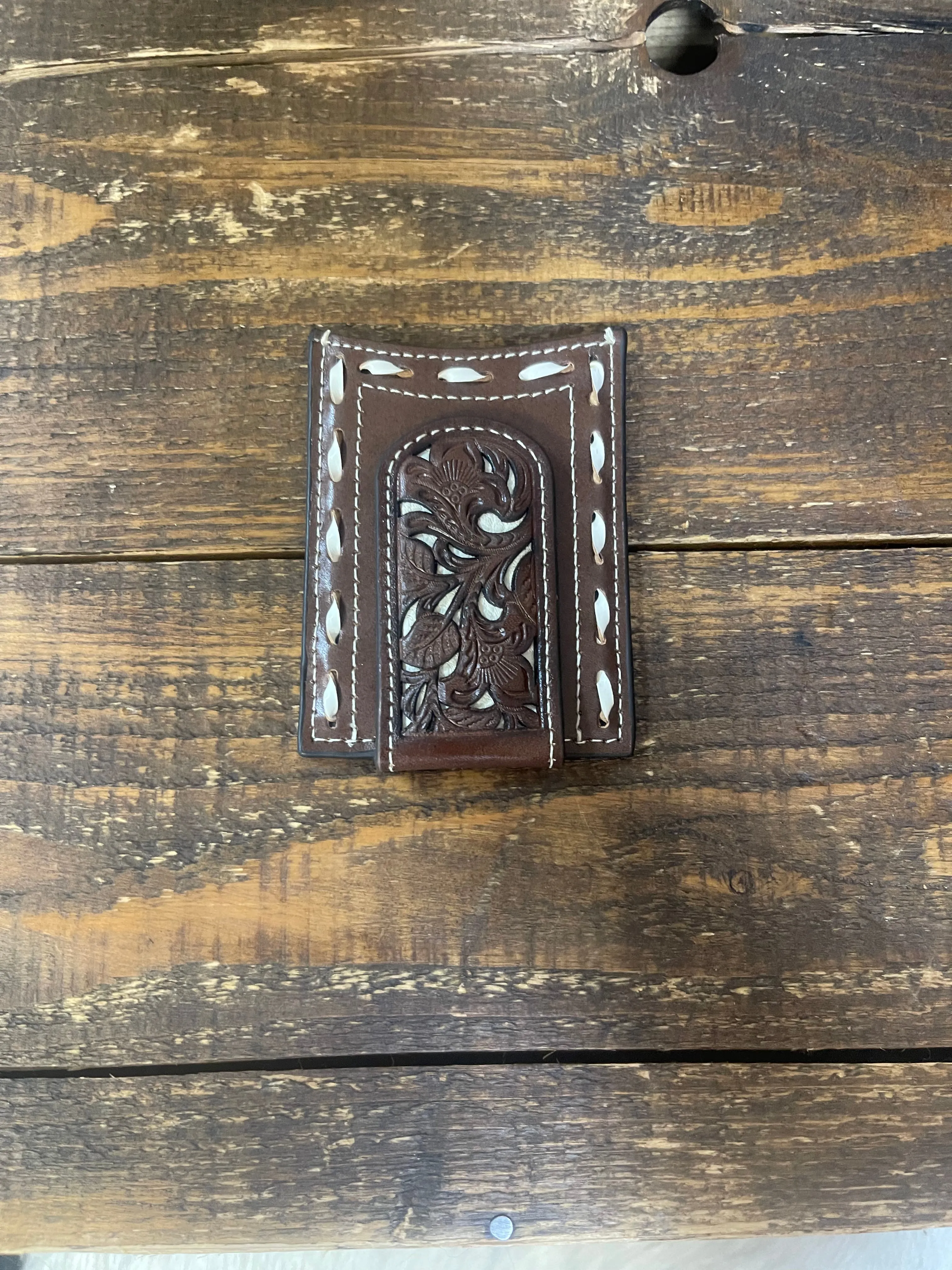 MF Floral Embossed Money Clip