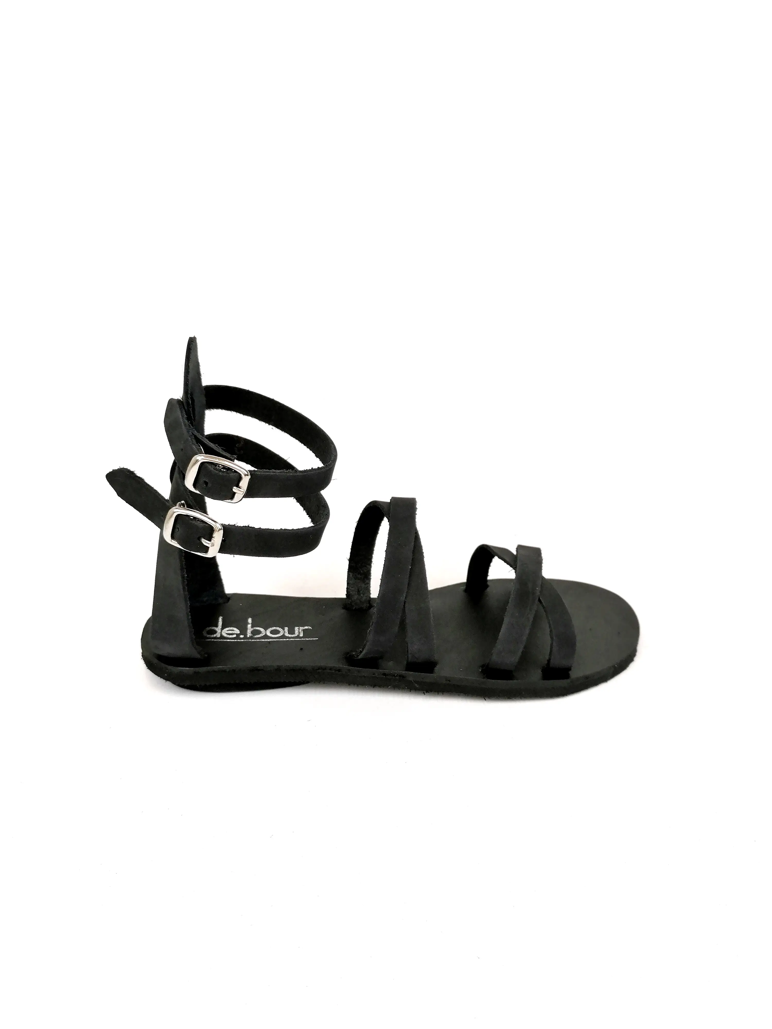 MINIMALISTIC BLACK MATTE FLAT SANDALS