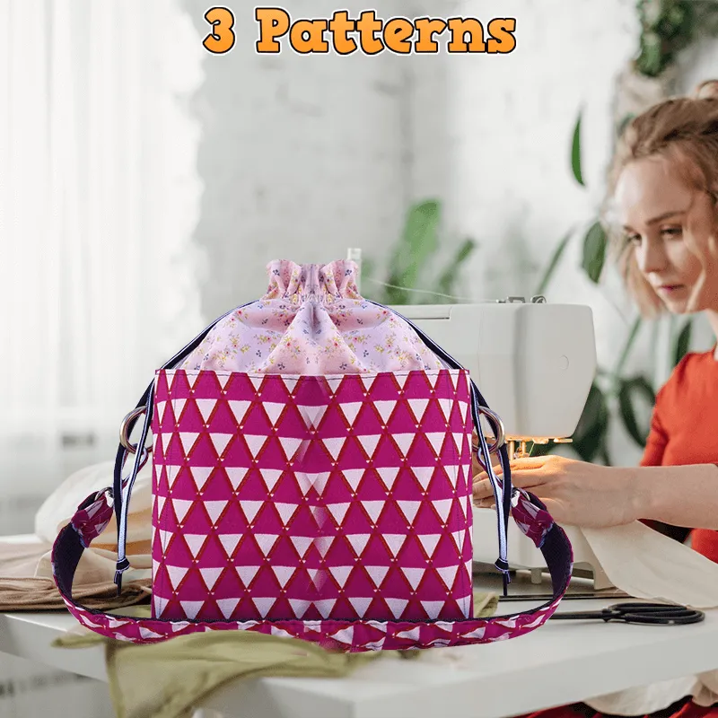 Multi Pocket Drawstring Bag PDF Download Pattern (3 sizes included)