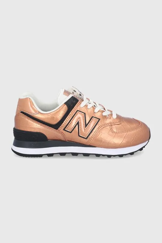 New Balance leather shoes WL574PX2 gold color