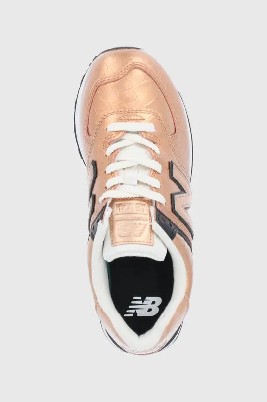 New Balance leather shoes WL574PX2 gold color