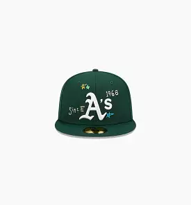 Oakland Athletics Scribble 59Fifty Fitted Cap Mens Hat - Green