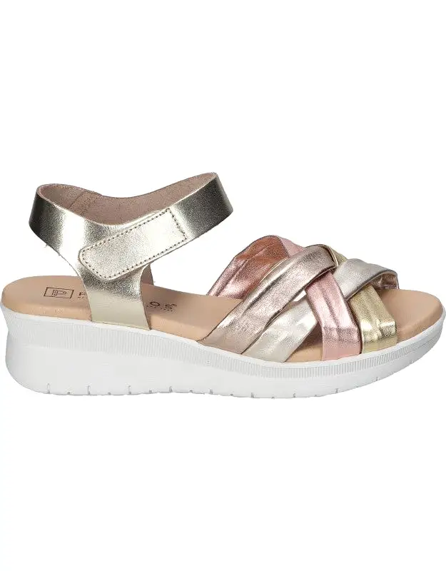 Pitillos Leather Wedge Sandal Gold