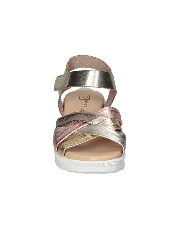 Pitillos Leather Wedge Sandal Gold