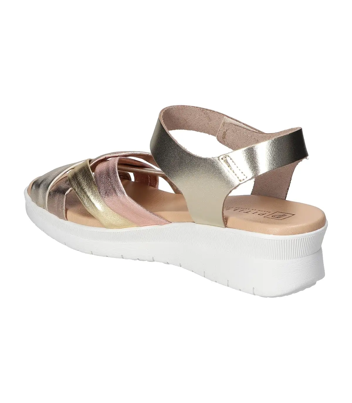 Pitillos Leather Wedge Sandal Gold