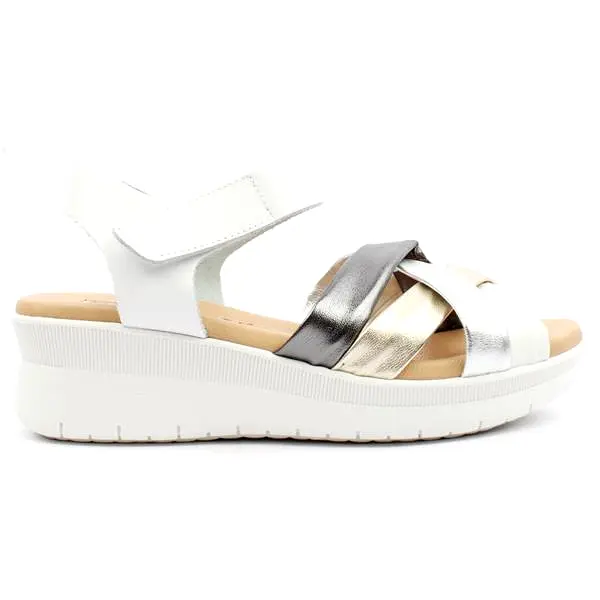 Pitillos Leather Wedge Sandal White