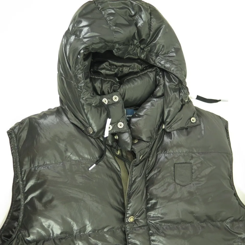 Polo Ralph Lauren Down Puffy Vest 3XL Tall New Wet Look Detachable Hood