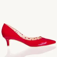 Red Patent Kitten Heel Pumps