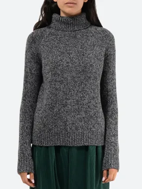 Shetland Wool Mouliné Turtleneck