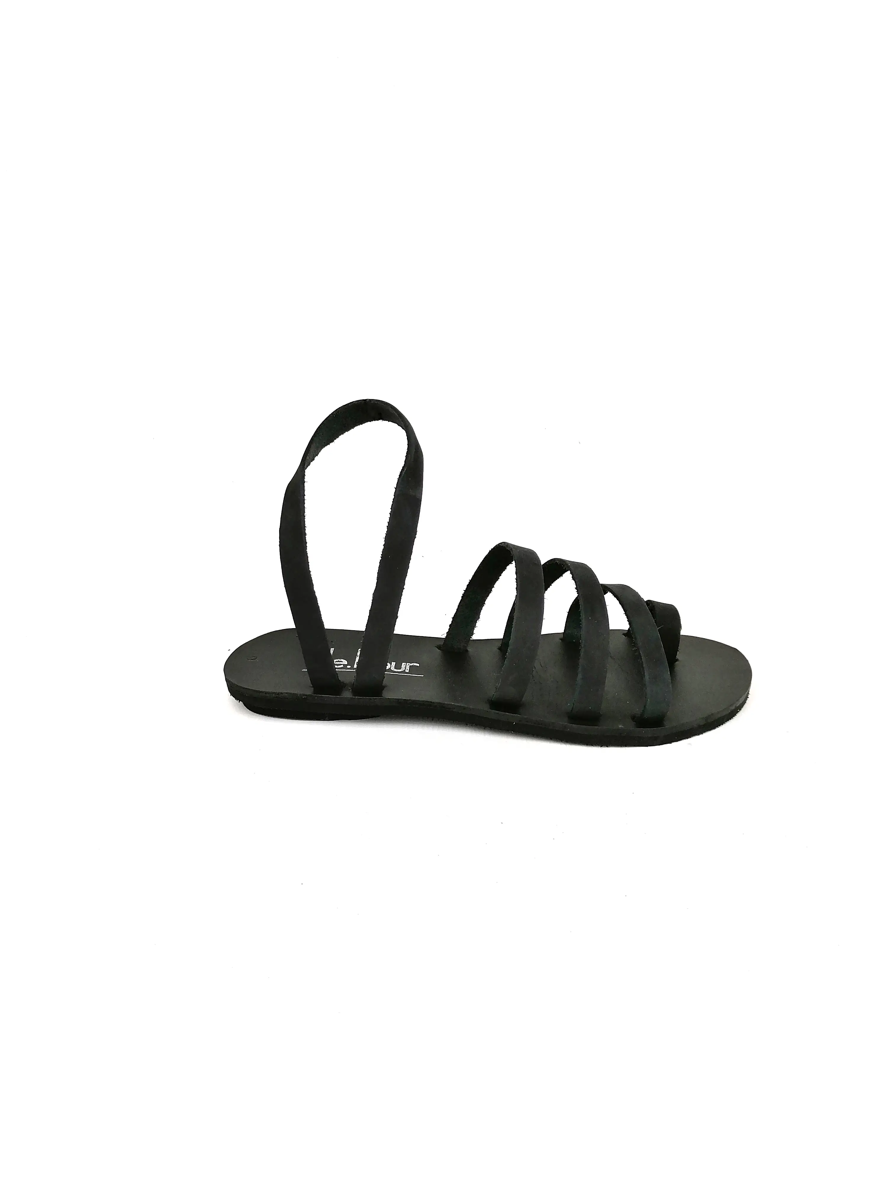 SPIRAL BLACK FLAT SANDALS