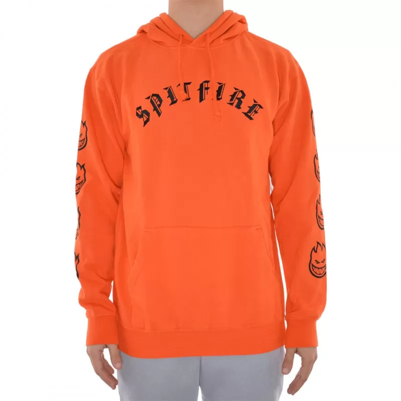 Sweat Hood Spitfire Old E Embroidered - Orange