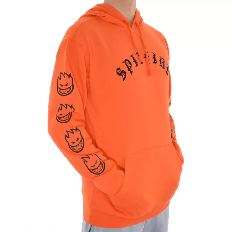 Sweat Hood Spitfire Old E Embroidered - Orange