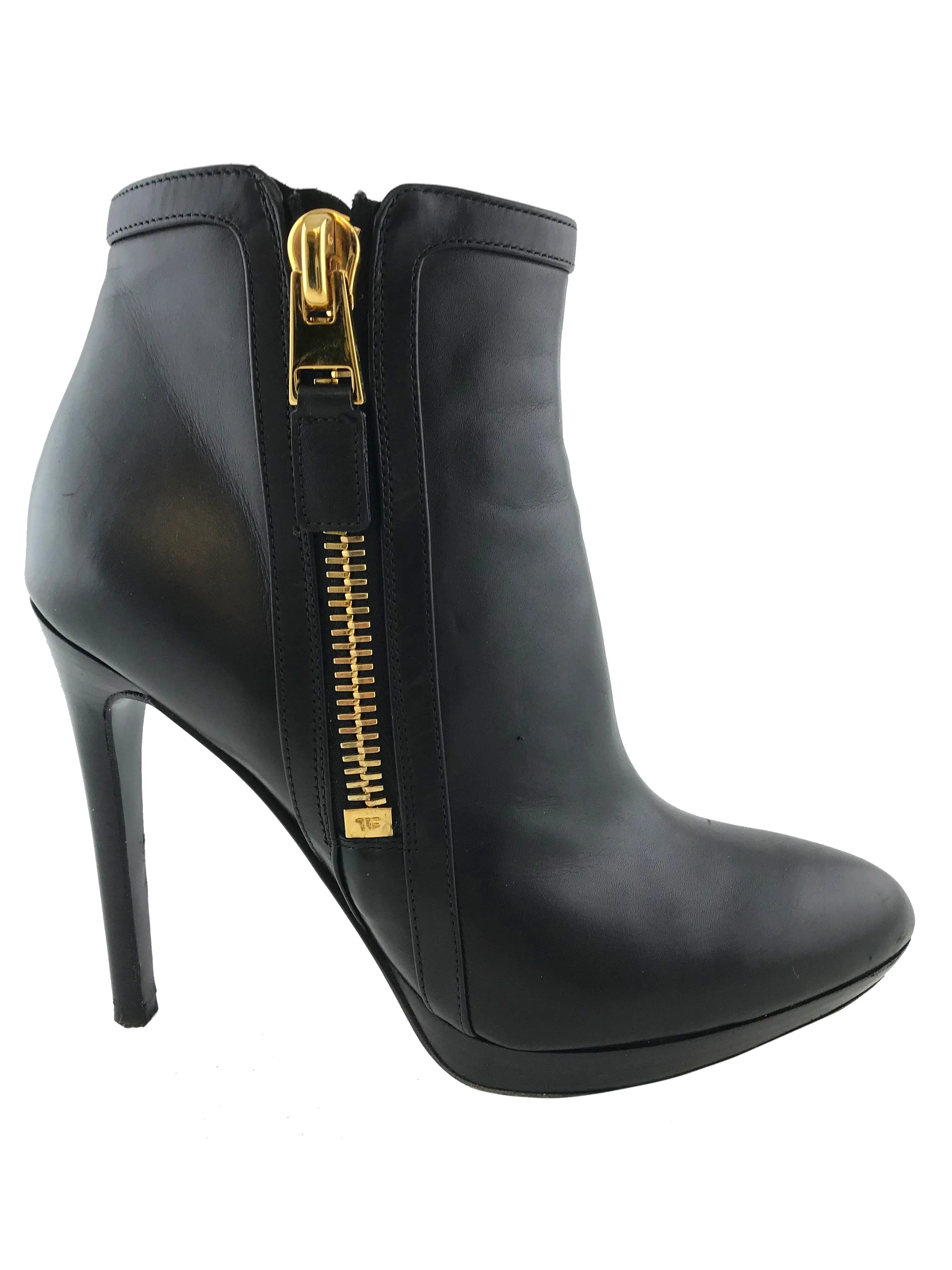 Tom Ford Leather Side-Zip Platform Ankle Bootie Size 8