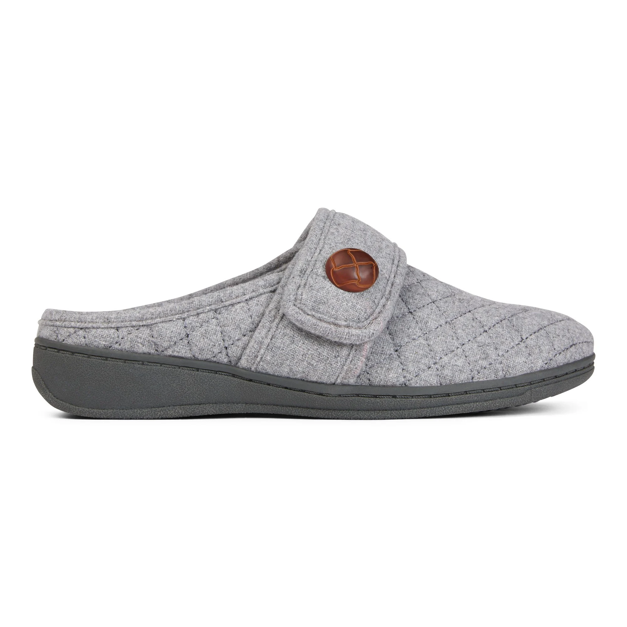 Vionic Womens Carlin Slip On Slipper-Light Grey