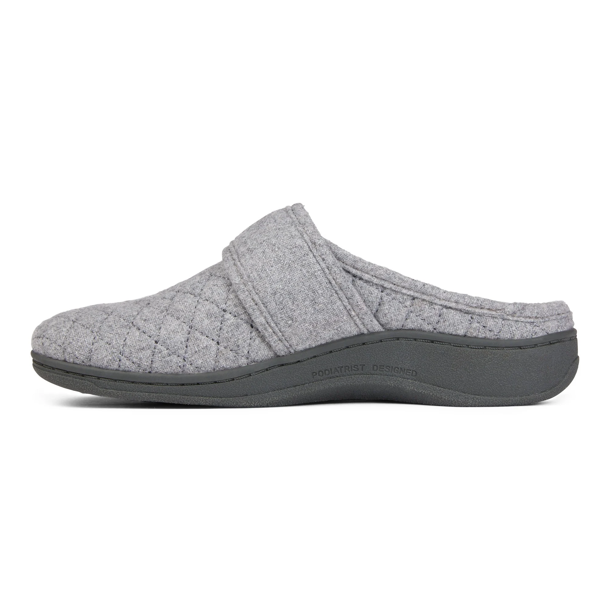 Vionic Womens Carlin Slip On Slipper-Light Grey