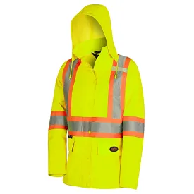 Women's Pioneer High-Visibility Waterproof Rain Work Jacket - Yellow