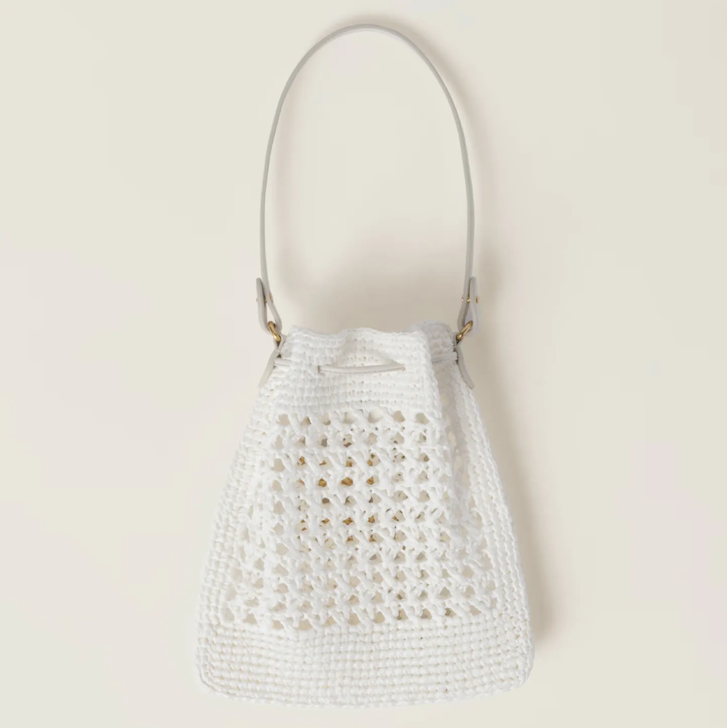 WOVEN FABRIC MINI-BAG - WHITE/ BEIGE